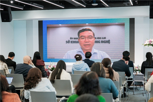 TS. Nguyễn Hữu Hà - Phó Giám đốc Sở Khoa học và Công nghệ tỉnh Gia Lai phát biểu tại buổi lễ